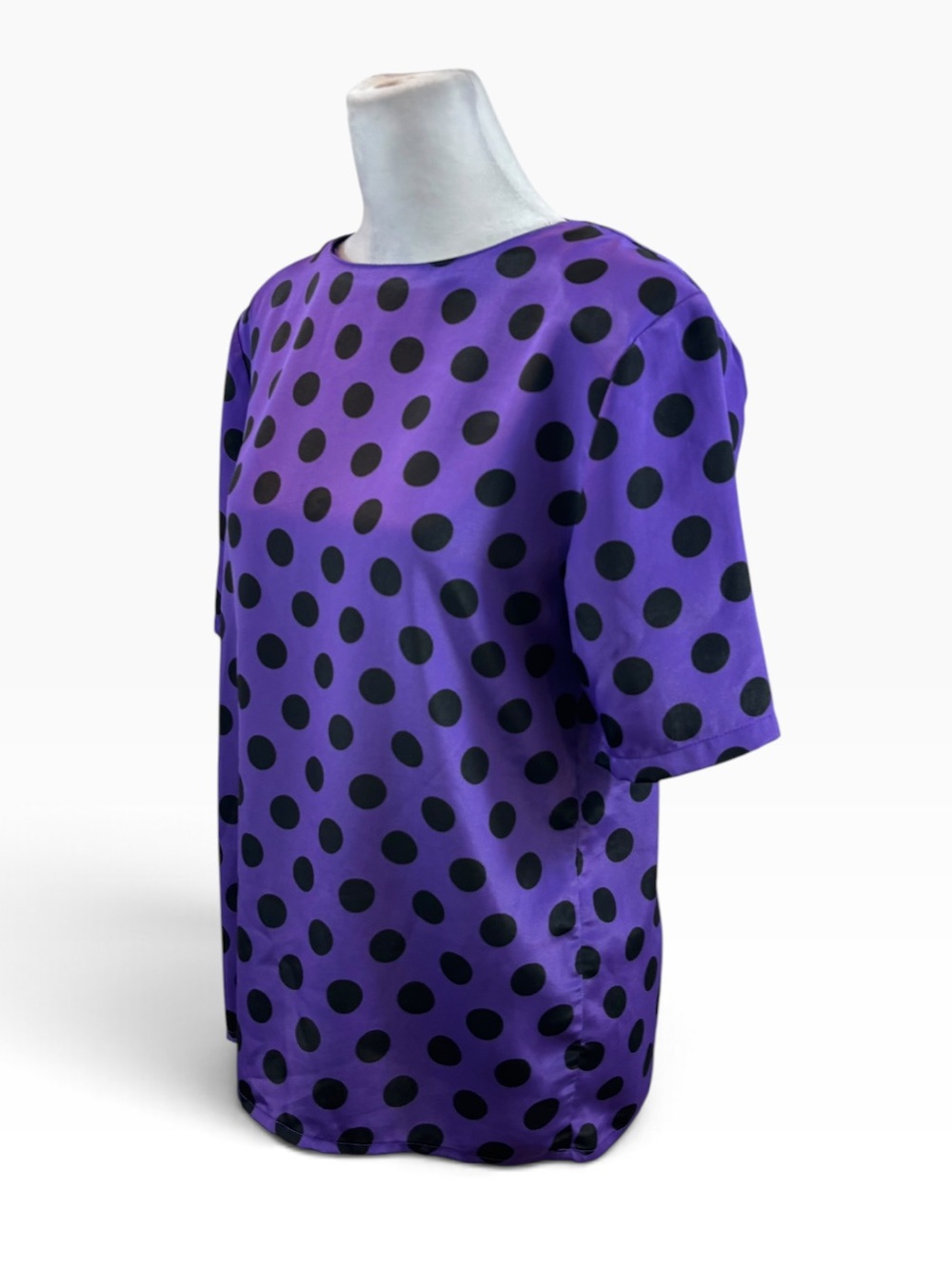 Vintage 1980’s Impressions of Ca Purple and Black Polka Dot Short Sleeve Blouse